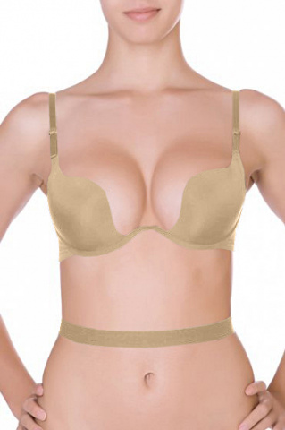 203 secret bra nude extra push up plunging gilsa paris worn face hand hips